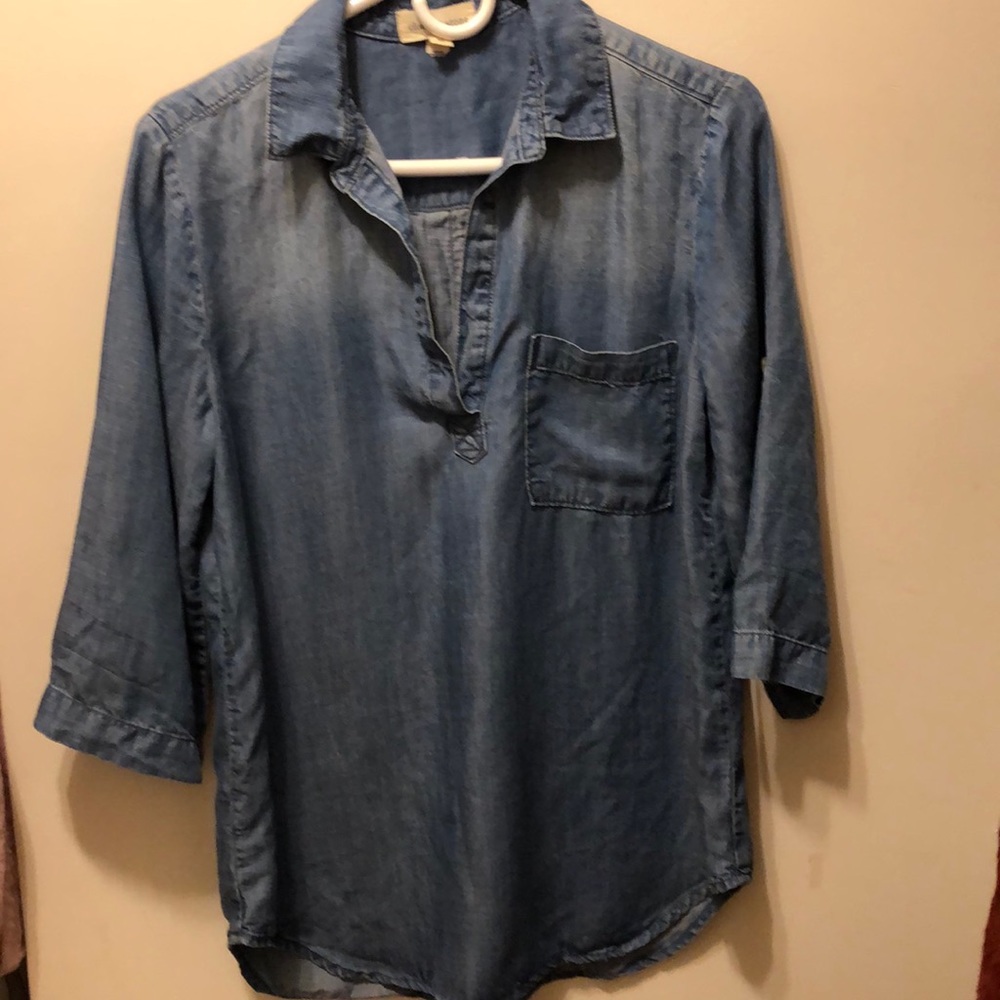 Anthropologie Cloth & Stone Chambray Popover Top M